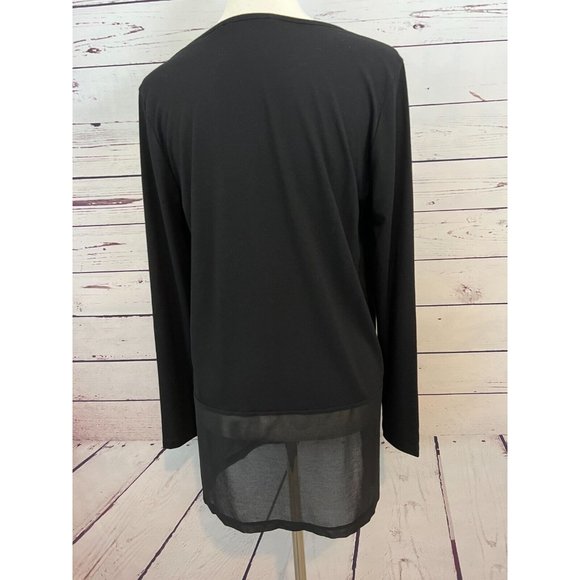 Soft Surroundings Tunic Long Sleeve Shirt Medium Black Sexy Sheer Layered womens - Picture 7 of 8